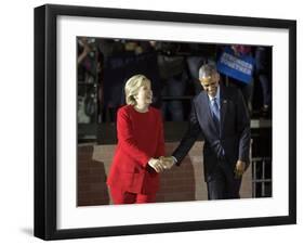 APTOPIX Campaign 2016 Obama Clinton-Pablo Martinez Monsivais-Framed Photographic Print
