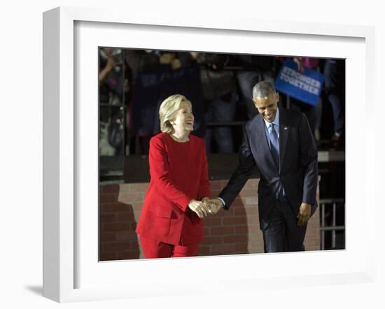 APTOPIX Campaign 2016 Obama Clinton-Pablo Martinez Monsivais-Framed Photographic Print