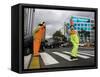 APTOPIX Venezuela Traffic Mimes-Ariana Cubillos-Framed Stretched Canvas