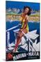 Apuania, Italy - Massa Marina Travel Poster-Lantern Press-Mounted Art Print