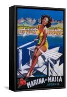 Apuania, Italy - Massa Marina Travel Poster-Lantern Press-Framed Stretched Canvas