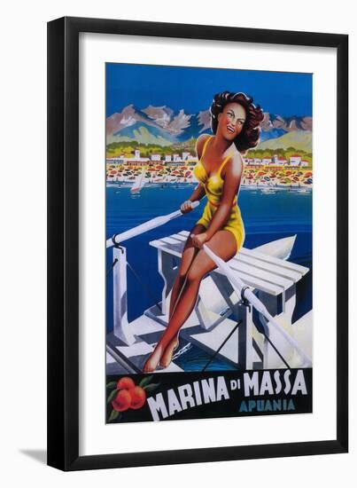 Apuania, Italy - Massa Marina Travel Poster-Lantern Press-Framed Art Print