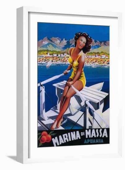 Apuania, Italy - Massa Marina Travel Poster-Lantern Press-Framed Art Print