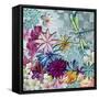 Aqua Brown Background Floral-Megan Aroon Duncanson-Framed Stretched Canvas