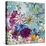 Aqua Brown Background Floral-Megan Aroon Duncanson-Stretched Canvas