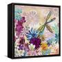 Aqua Brown Background Floral-Megan Aroon Duncanson-Framed Stretched Canvas