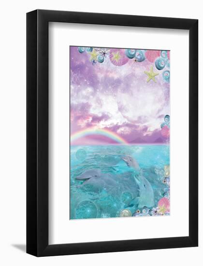 Aqua Dolphin-Alixandra Mullins-Framed Art Print