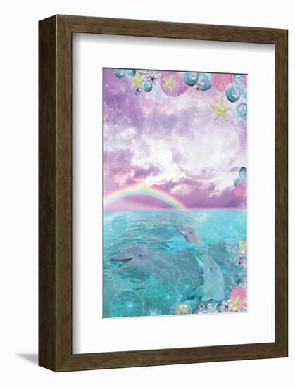 Aqua Dolphin-Alixandra Mullins-Framed Art Print