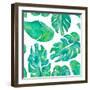 Aqua Leaves On White-Kat Papa-Framed Art Print