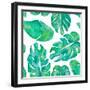 Aqua Leaves On White-Kat Papa-Framed Art Print