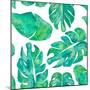 Aqua Leaves On White-Kat Papa-Mounted Art Print