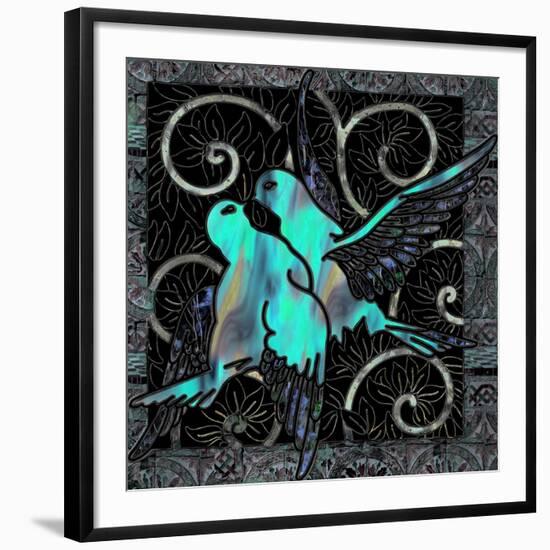 Aqua Lovebirds-Mindy Sommers-Framed Giclee Print