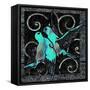 Aqua Lovebirds-Mindy Sommers-Framed Stretched Canvas