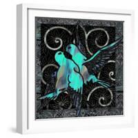 Aqua Lovebirds-Mindy Sommers-Framed Giclee Print