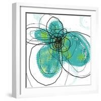 Aqua Petals-Jan Weiss-Framed Art Print