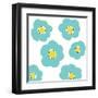 Aqua Pop Flowers-Jan Weiss-Framed Art Print