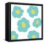 Aqua Pop Flowers-Jan Weiss-Framed Stretched Canvas