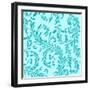 Aqua Teal Damask-Tina Lavoie-Framed Giclee Print