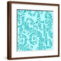 Aqua Teal Damask-Tina Lavoie-Framed Giclee Print