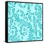 Aqua Teal Damask-Tina Lavoie-Framed Stretched Canvas