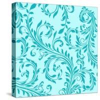 Aqua Teal Damask-Tina Lavoie-Stretched Canvas