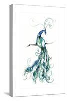 Aquarelle Peacock I-Jennifer Goldberger-Stretched Canvas