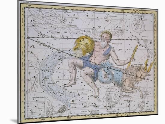 Aquarius and Capricorn, from "A Celestial Atlas," Published in 1822-A. Jamieson-Mounted Giclee Print