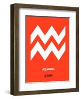 Aquarius Zodiac Sign White on Orange-NaxArt-Framed Art Print