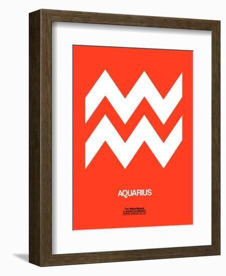 Aquarius Zodiac Sign White on Orange-NaxArt-Framed Art Print