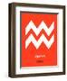 Aquarius Zodiac Sign White on Orange-NaxArt-Framed Art Print