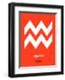 Aquarius Zodiac Sign White on Orange-NaxArt-Framed Art Print