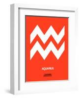 Aquarius Zodiac Sign White on Orange-NaxArt-Framed Art Print