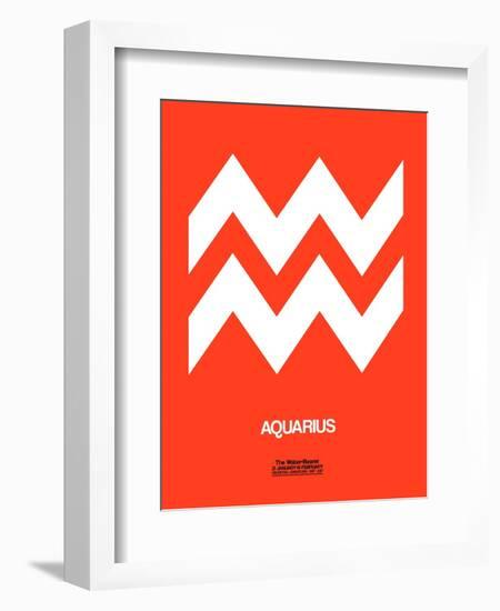 Aquarius Zodiac Sign White on Orange-NaxArt-Framed Art Print