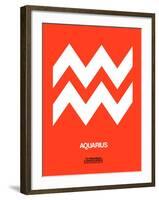 Aquarius Zodiac Sign White on Orange-NaxArt-Framed Art Print