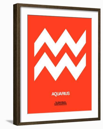 Aquarius Zodiac Sign White on Orange-NaxArt-Framed Art Print