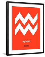 Aquarius Zodiac Sign White on Orange-NaxArt-Framed Art Print