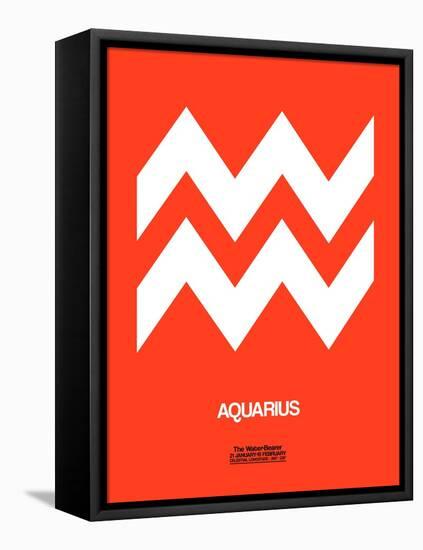 Aquarius Zodiac Sign White on Orange-NaxArt-Framed Stretched Canvas