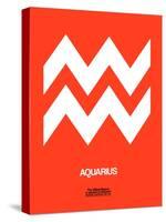 Aquarius Zodiac Sign White on Orange-NaxArt-Stretched Canvas