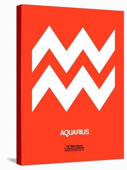 Aquarius Zodiac Sign White on Orange-NaxArt-Stretched Canvas
