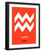 Aquarius Zodiac Sign White on Orange-NaxArt-Framed Art Print