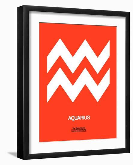 Aquarius Zodiac Sign White on Orange-NaxArt-Framed Art Print