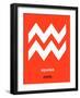 Aquarius Zodiac Sign White on Orange-NaxArt-Framed Art Print