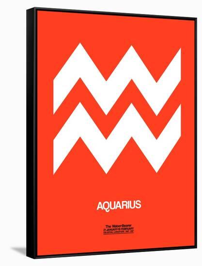 Aquarius Zodiac Sign White on Orange-NaxArt-Framed Stretched Canvas