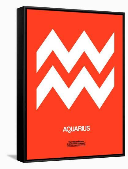 Aquarius Zodiac Sign White on Orange-NaxArt-Framed Stretched Canvas