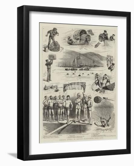 Aquatic Sports by British Bluejackets, Hong Kong-null-Framed Giclee Print