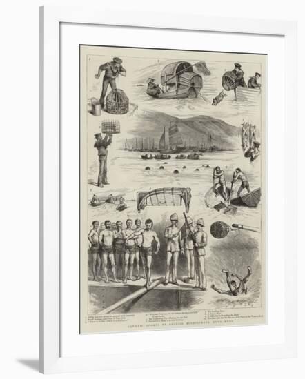 Aquatic Sports by British Bluejackets, Hong Kong-null-Framed Giclee Print