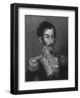 Aquatint Portrait of Simon Bolivar-null-Framed Giclee Print