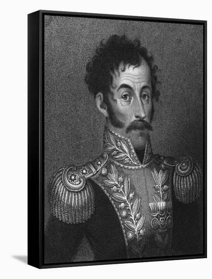 Aquatint Portrait of Simon Bolivar-null-Framed Stretched Canvas