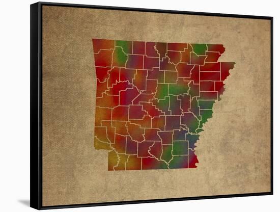 AR Colorful Counties-Red Atlas Designs-Framed Stretched Canvas