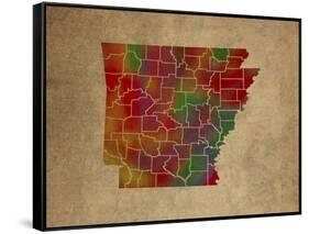 AR Colorful Counties-Red Atlas Designs-Framed Stretched Canvas